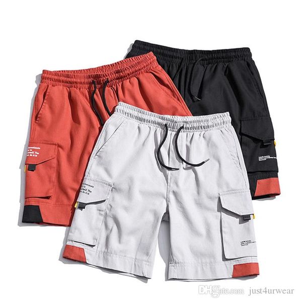 

мужские летние ins модные брюки-карго мульти-карманные прямые шорты хип-хоп свободные 3 цвета мужской одежды, White;black