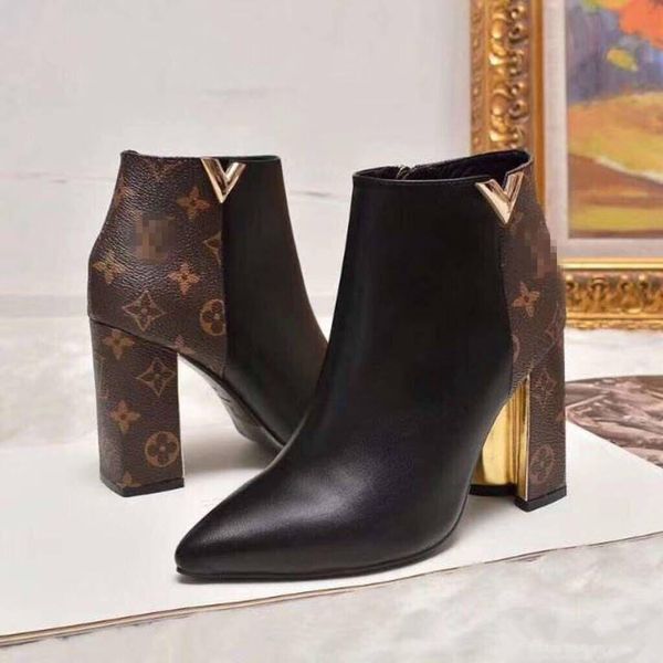 

brand retro ultra ankle boots leather womens designer shoes boots for ladies fall winter boots with box plus size real p, Black