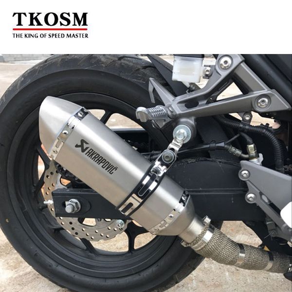 

tkosm universal 51mm motorcycle laser akrapovic exhaust pipe with muffler moto bike pot escape for yamaha slip-on