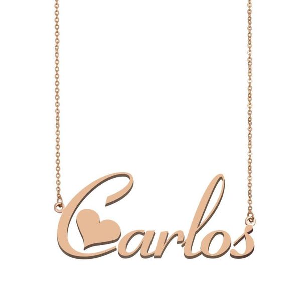 

carlos name necklace, custom name necklace for women girls friends birthday wedding christmas mother days gift, Silver