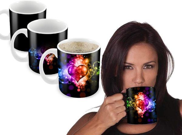 

morning coffee mug 11 ounce changing color mug ceramic heat sensitive color changing coffee mug a colorful bubbly love heart