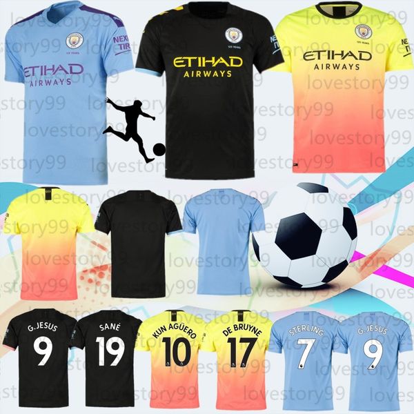 

19/20 Fine Man City Football Jersey 9 G.JESUS 10 KUN AGUERO 17 DE BRUYNE 7 STERLING Embroidery Logo Soccer Jerseys