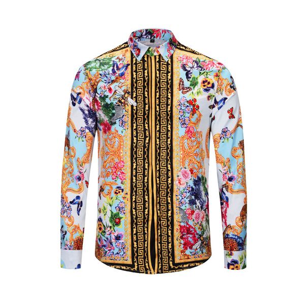 

10 pieces / piece of dhl 2018 brand new medusa printed shirt men's slim shirt men's black printed casual, White;black