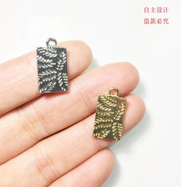 

20pcs 10*18mm leaves print gold/silver plated zinc alloy charms pendant jewelry diy necklace 2 colors, Golden;silver