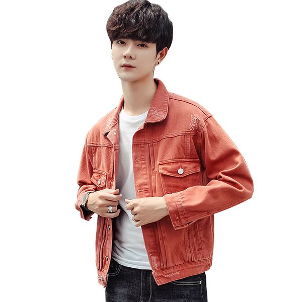 

cowboy joker men jacket casual turn-down collar harajuku short jackets and coats slim pockets men clothes 2018, Black;brown