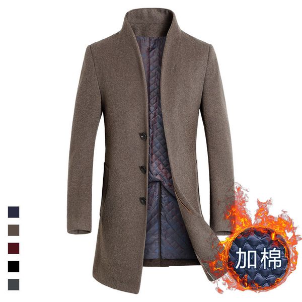 

2019 new winter trench coat men fashion casual long overcoat men woollen coat thick men's clothing wool jackets big size m-6xl, Black