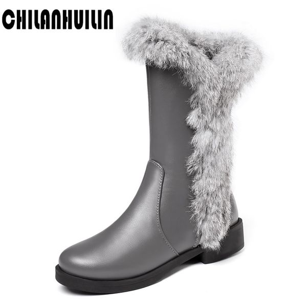 

new classic faux fur women ankle snow boots female winter boots warmer plush flat snow women's casual shoes platform shoes, Black