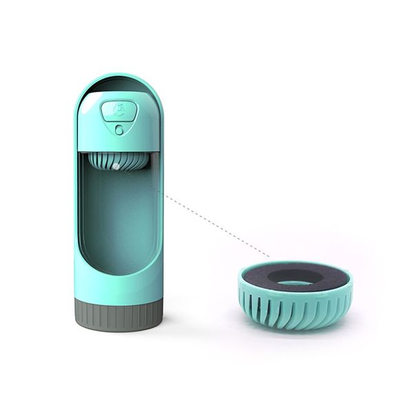 

portable pet dog water bottle travel puppy drinking bowl outdoor 300ml pet water dispenser feeder with activated carbon filter