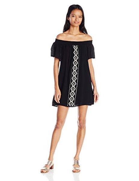 

speechless women's off the shoulder shift dress, Black;gray