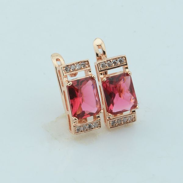 

fj women 585 rose gold color black/green/red rectangle cubic zircon drop dangle earrings jewelry, Silver
