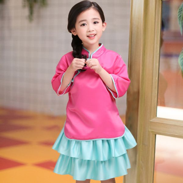 

retail kids outfits girl vintage chinese-style costume dress suits two piece summer set(tutu skirt) baby tracksuit kids designer clothes, White