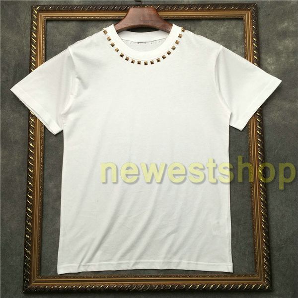 

summer tag clothing mens short sleeve tshirts metal star neck t shirt designer t shirts women uncasual tee, White;black