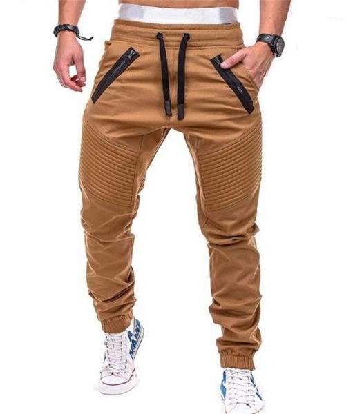

trousers casual male cargo pants fold designer mens pants solid color long skinny mens, Black