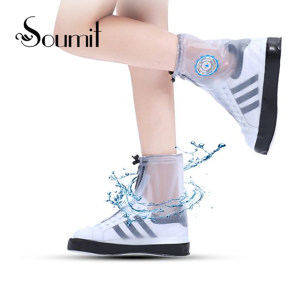 

soumit fashion rainproof shoe cover for men women shoes protector durable reusable waterproof boot covers rain boots overshoes, White;pink
