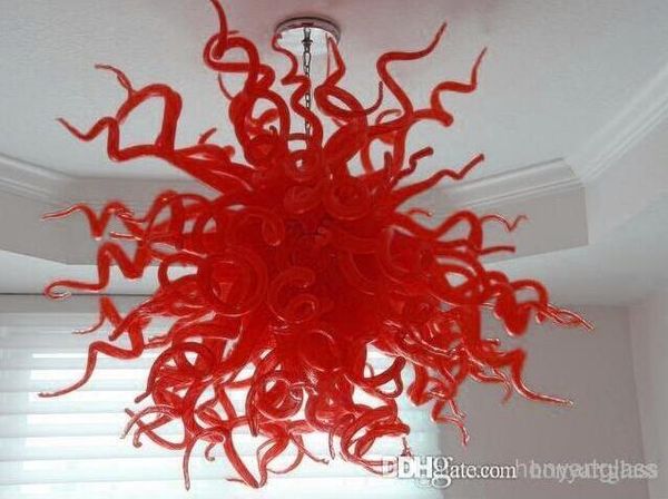 

Free Shipping AC Led Bulbs 110v/240v European Design Big Red Murano Hand Blown Art Glass Chandelier