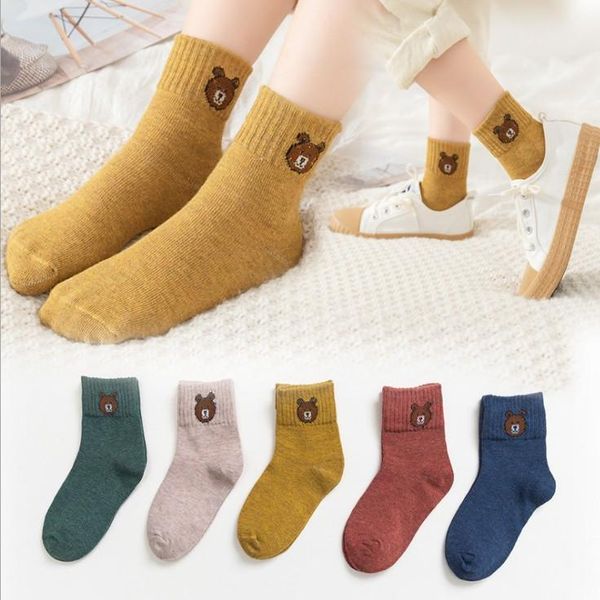 

16 styles childrens cotton soft socks sale baby cartoon bear striped printed socks kids fashion cute school socks, Pink;yellow