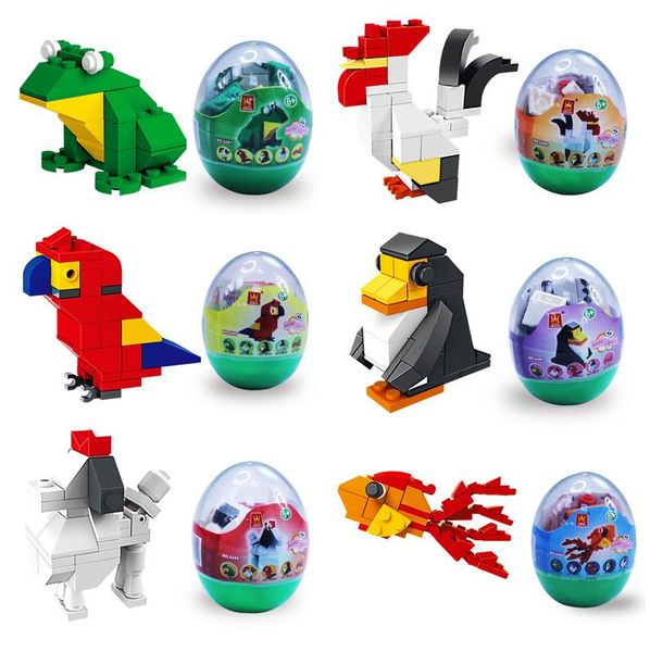 

animals building blocks series twist eggs toys 5.5cm 6 styles penguin frog dog macaw bricks toys