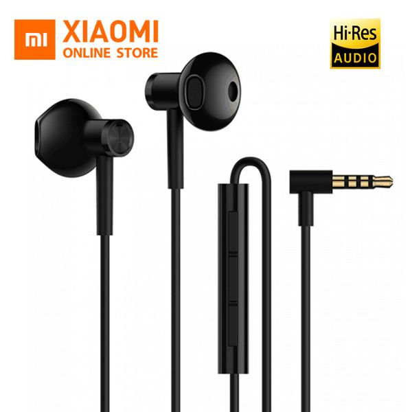 

original xiaomi hybrid dc half in-ear earphone horn l-shape plug mems microphone wire control dual driver for android system