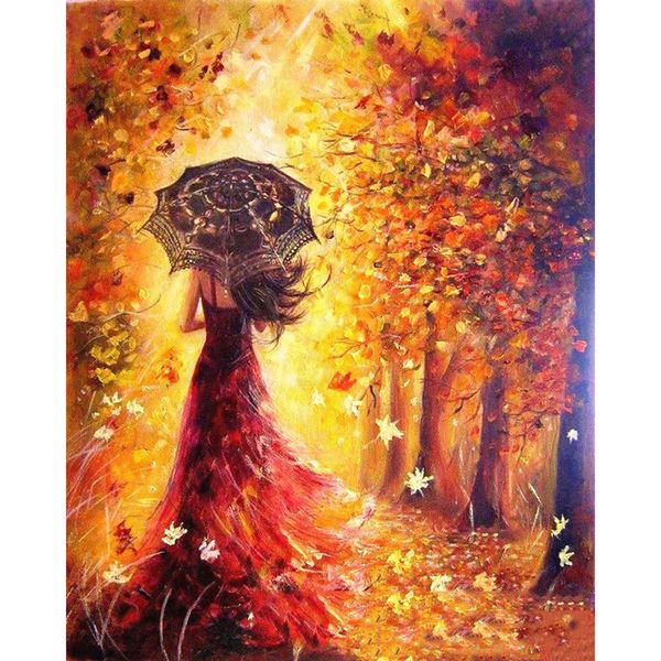 

framed diy painting by numbers beautiful women autumn landscape gift kits coloring paint by numbers modern wall art picture