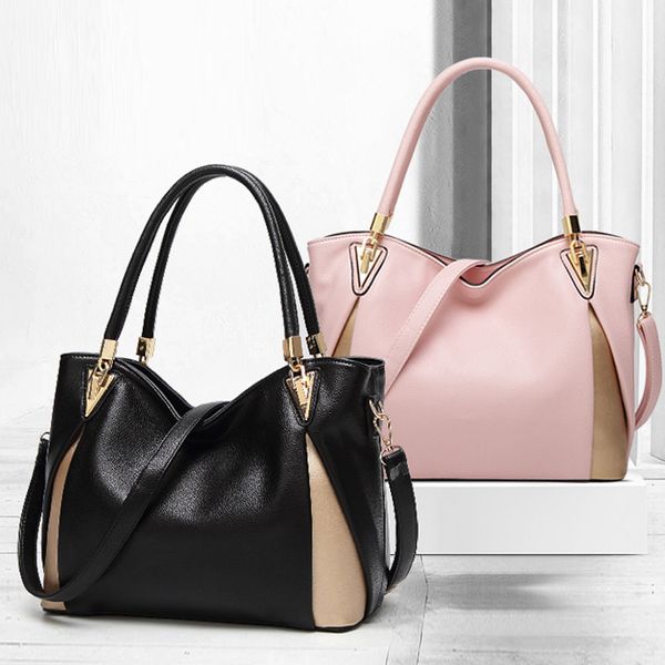

luxury large capacity shoulder bag 2019 new luxury soft leather handbags patchwork color shoulder bag a1