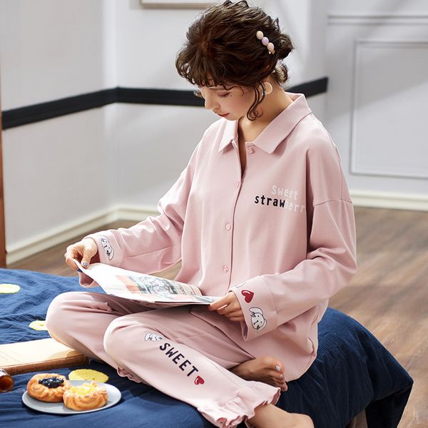 

pyjamas spring summer new sleep set nightgown novelty women cartoon 2pcs pajamas suit nightwear cotton sleepwear negligee, Black;red