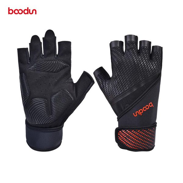

boodun half finger gym fitness gloves with breathable wrist wrap crossfit workout power weight lifting body building gloves