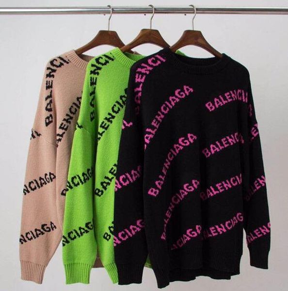 

Новый свитер осень и зима круглый вырез полное тело письмо печать дамы вязать топ