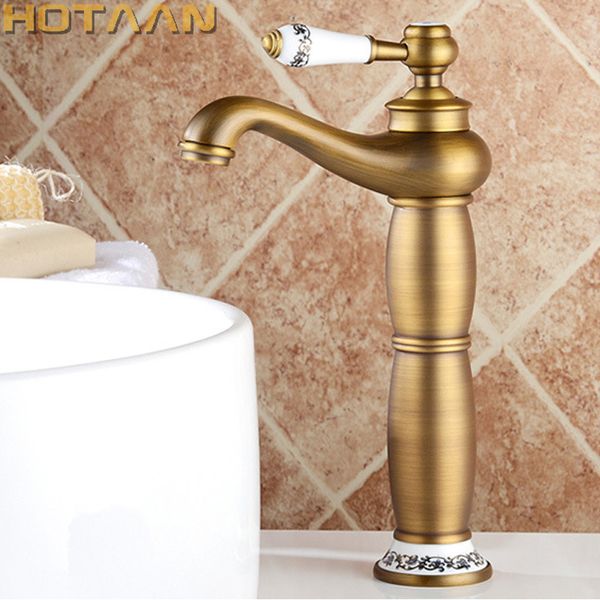 

contemporary concise bathroom faucet antique bronze finish brass basin sink faucet single handle water taps yt5085