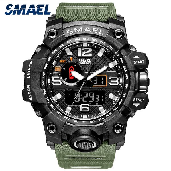 

smael sl1545 outdoor watch fashion sports multi function watch waterproof electronic multi color dual display night light, Slivery;brown