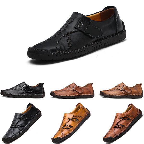 

2020 fashion men's casual leather shoes espadrilles triple black brown khaki breathable outdoor jogging walking shoes main16