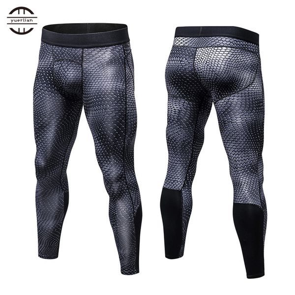 

yuerlian new gym compression bodybuilding pantalones hombre fitness tights trousers sweat pants for men sport running leggings, Black;blue