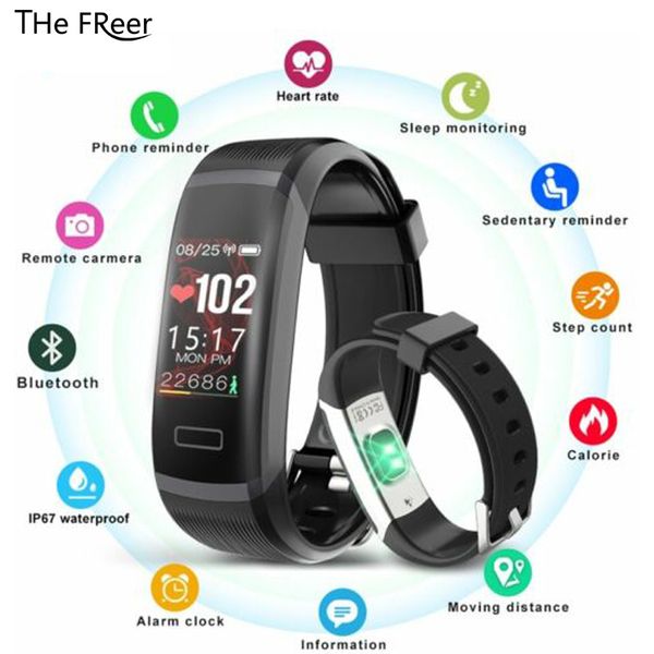 

sport smart watch men bracelet color screen real-time monitor heart rate sleeping bluetooth smart band fitness tracker women, Slivery;brown