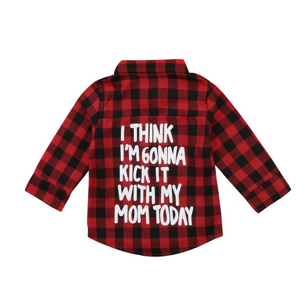 

for girls i think i' gonna kick it with mom today long sleeve plaid shirt, White;black