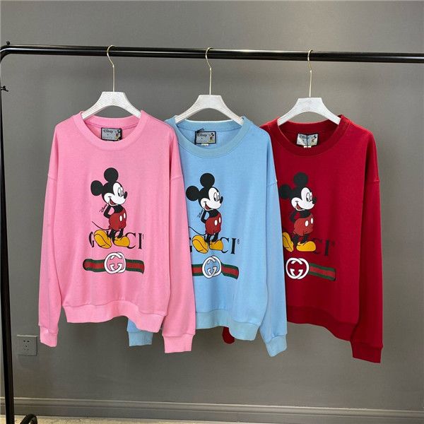 

20fw new arrival brands guqi mouse print luxury hoodie cotton sweater casual loose solid sweatshirt men's and women's hoodie 2.16, Gray;blue