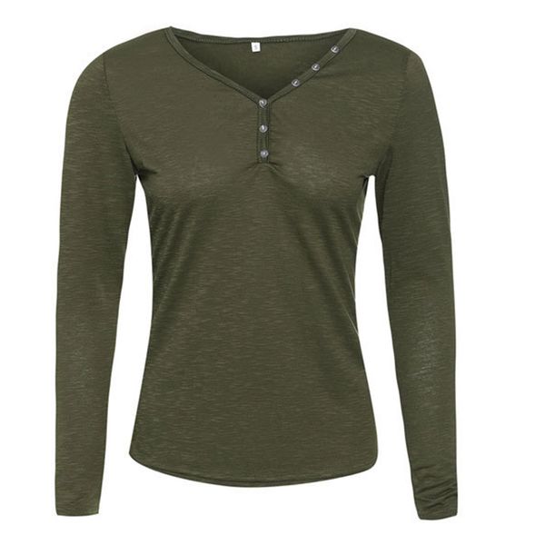 

women long sleeve basic t shirt 2018 spring autumn tee shirt women v-neck buttons tshirt sj250v, White