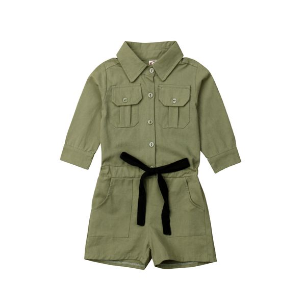 

pudcoco casual toddler kids baby girl 2-7y dress long sleeve shirt solid romper jumpsuit outfits clothes, Blue