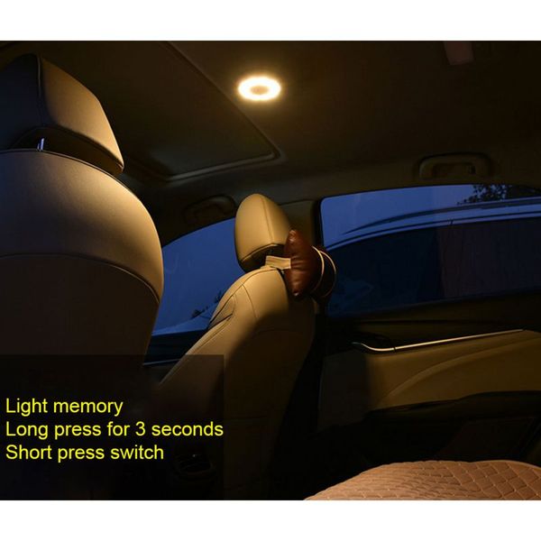 

usb charging led light portable round universal rechargeable wireless lamp for car interior