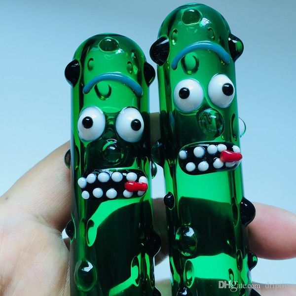 Tubulação De Mão De Vidro Pickle Engraçado Tubos Bubbler Tabaco de 4.7 Polegada Acessórios Fumar Tubos de óleo dab rig com tigela de vidro