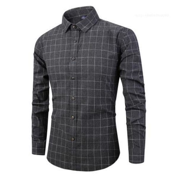 

casual apparel mens autumn plaid print casual apparel lapel neck long sleeve homme clothing fshion solid color, White;black