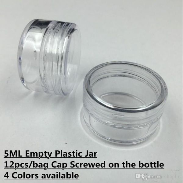 

12pcs bag plastic 5ml 5gram cosmetic cream jar container sample jar display case cosmetic packaging mini nail art plastic empty bottle