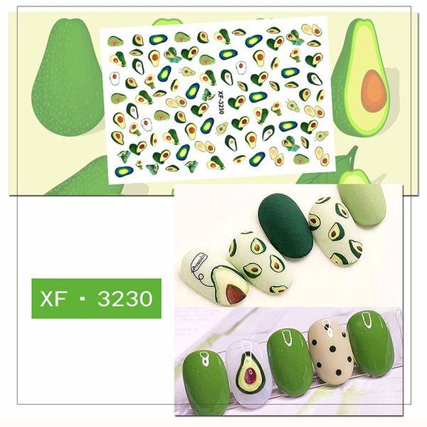 

1 sheet cactus avocado flower fruit paper nail sticker diy applique manicure sticker pattern letters new arrival, Black