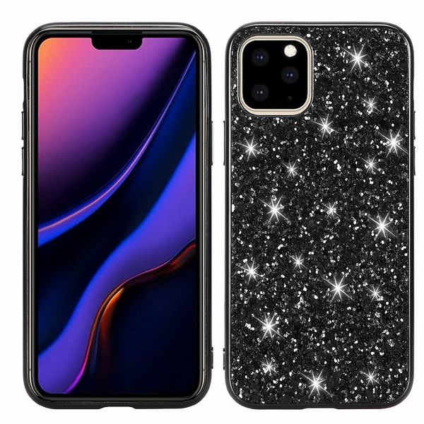 

glitter electroplate tpu pc phone case for iphone 11 pro max xs xr x 8 7 hard back cover for samsung note10 plus