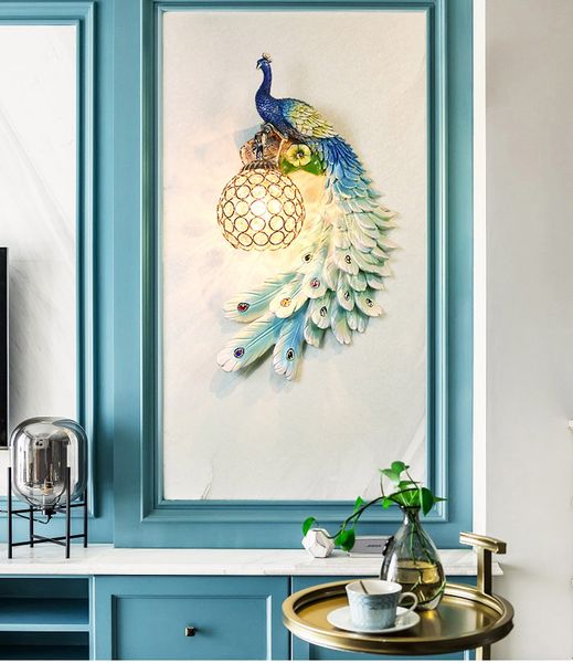 

nordic wall light creative living room lamps background decoration peacock lamp bar aisle stairs led wall sconce modern bedroom bedside ligh