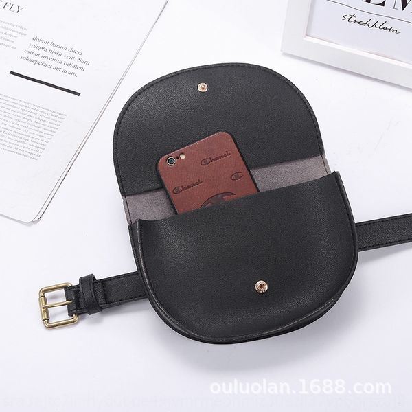 

women's belt mini semicircle versatile mother multi-functional running saddle saddle bag bag fashionable belt, Black;brown