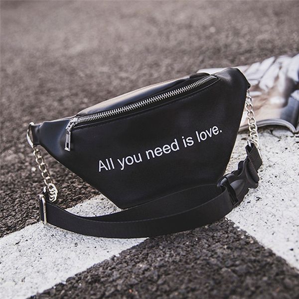 

2018 fashion women's bags chain leather women shoulder bag solid female chest bag waist pack womens' pouch bolsa feminina