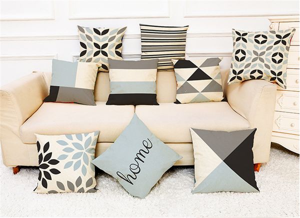 

warm geometric home cotton and linen pillowcase bed pillowcase car pillow sofa pillow cushion cover without pillow core (45x45cm