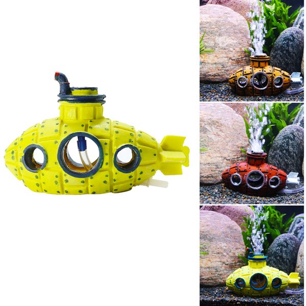 

aquarium submarine ship air bubble decoration fish tank sunk boat ornament acuario decor shelter cave for fish shrimp hiding