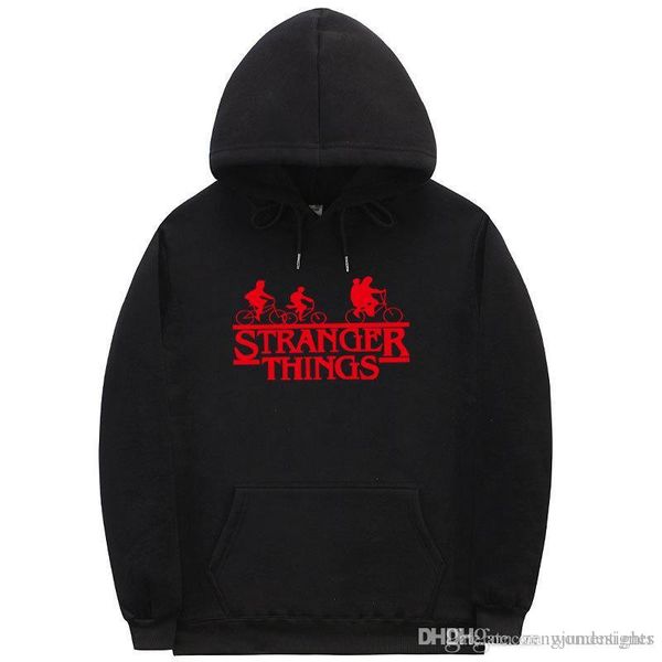 

stranger things hoodies mens autumn desinger sweatshirts pullover long sleeve letter print homme clothing fashion style casual apparel, Black