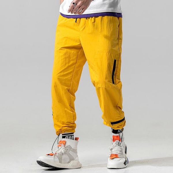 

мужчины весна новые брюки мода спортивные брюки сплошной цвет повседневные брюки мужская уличная тенденция дикий хип-хоп свободные бегуны сп, Black