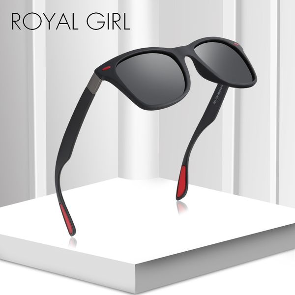 

royal girl vintage square sunglasses men new polarized outdoor men's driving black frame eyewear sun glasses male uv400 ms023, White;black